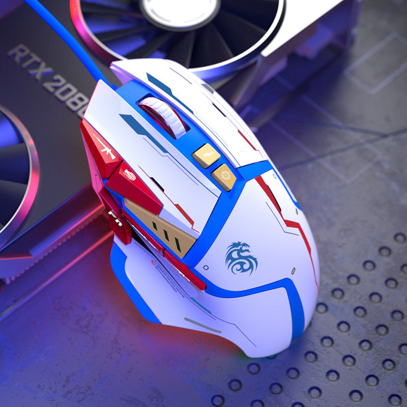 Souris Gaming Filaire Mecha RGB – Haute Précision, Prise Ergonomique, Design Futuriste