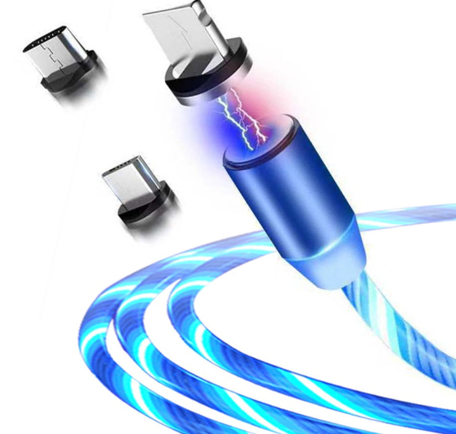 Câble Magnétique LED Fluide – Compatible iPhone, Android & Type-C