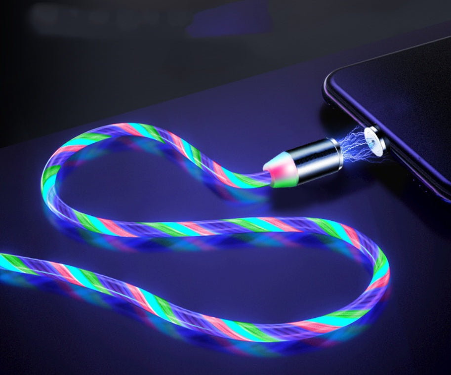 Câble Magnétique LED Fluide – Compatible iPhone, Android & Type-C