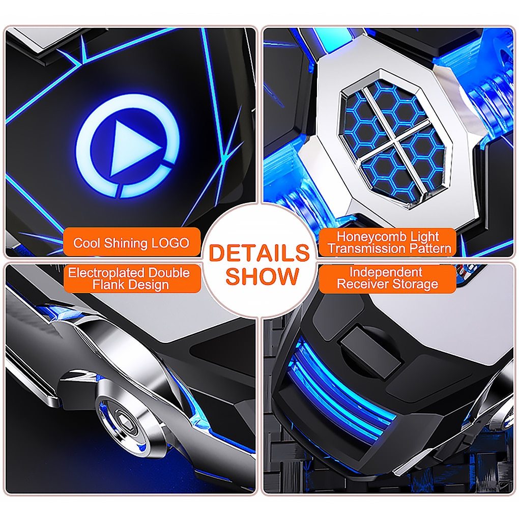 Souris Gamer Sans Fil Silver Eagle A7 – Clics Silencieux + Recharge USB + Effets LED