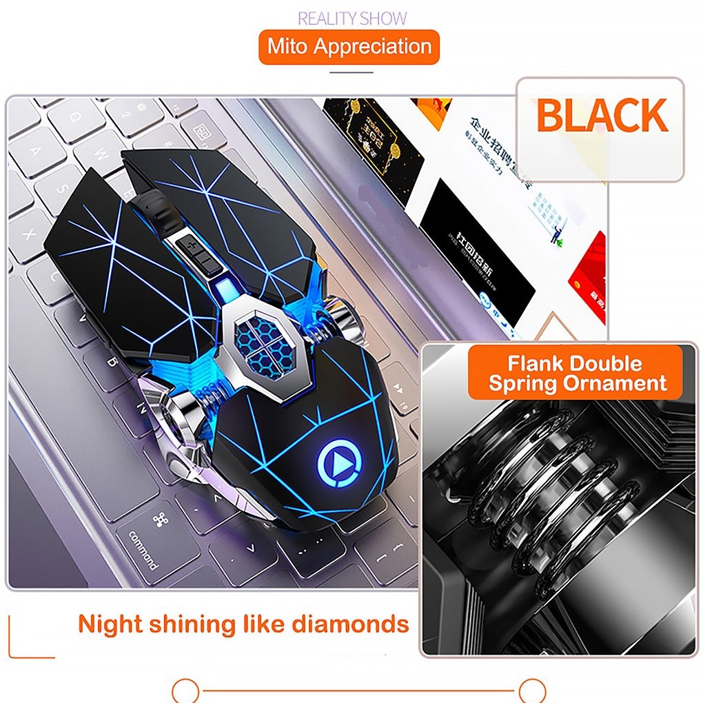 Souris Gamer Sans Fil Silver Eagle A7 – Clics Silencieux + Recharge USB + Effets LED