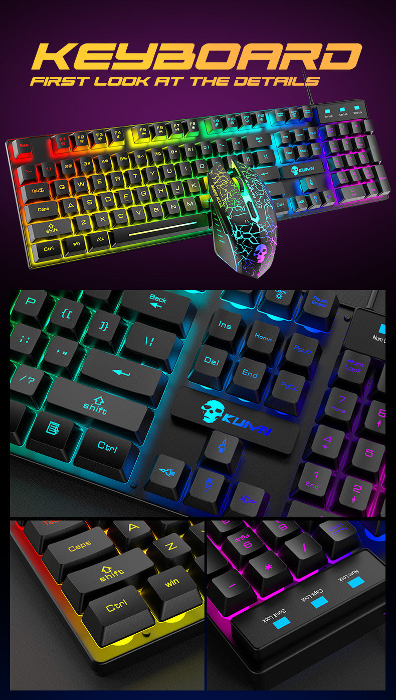 Pack Gamer Kuiying T6 – Clavier & Souris RGB Lumineux | Design Blanc Futuriste
