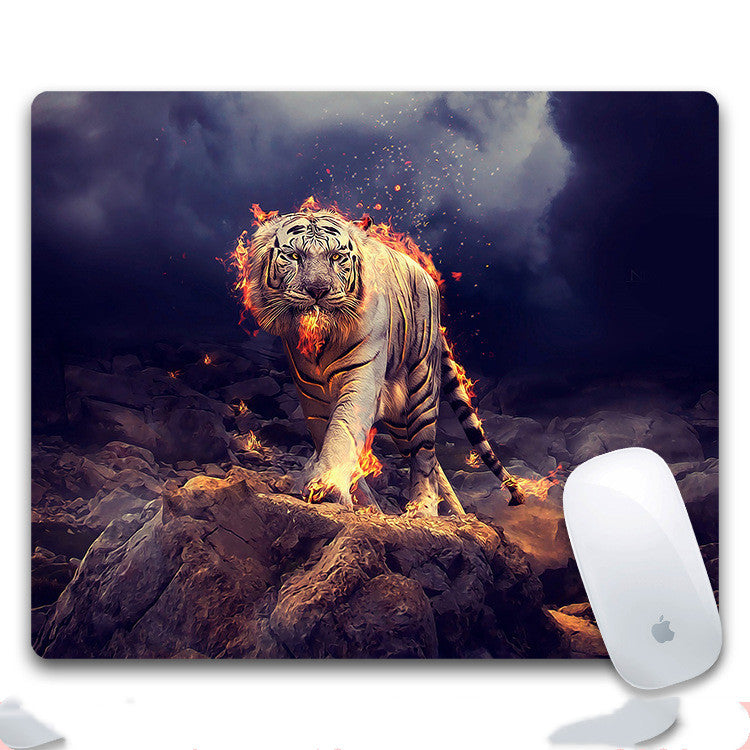 Tappetino per mouse da gioco fantasy - Illustrazione di tigre e strega