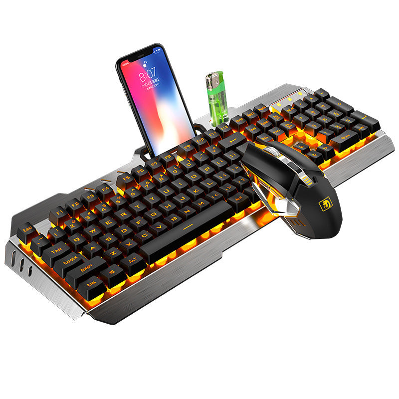 Clavier Gamer Sans Fil Rechargeable + Souris RGB â Xinmeng 670 avec Support TĂ©lĂ©phone