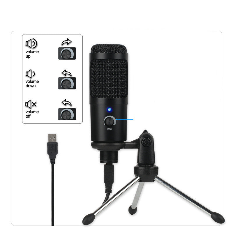 Microphone USB à Condensateur – Streaming, Gaming, Enregistrement Vocal (Plug & Play)