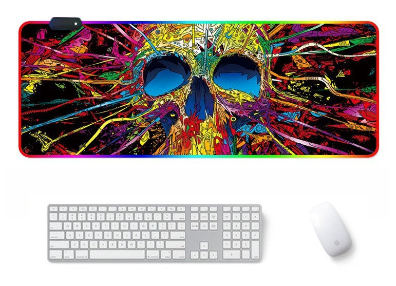 Tapis de Souris XXL Gamer – Crâne Coloré, Antidérapant, Résistant à l’Eau