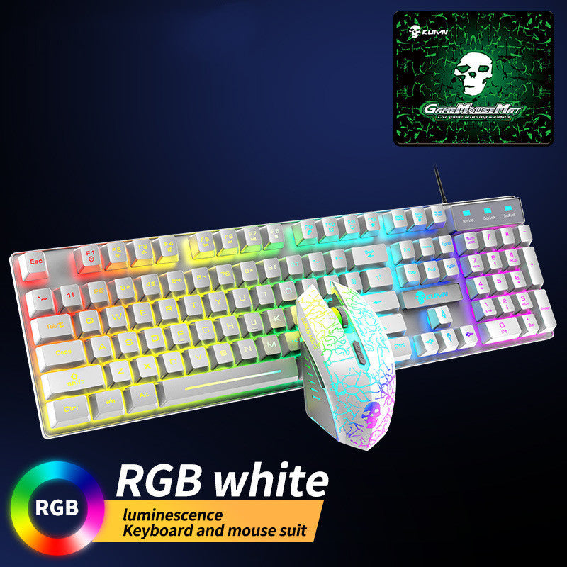 Pack Gamer Kuiying T6 – Clavier & Souris RGB Lumineux | Design Blanc Futuriste