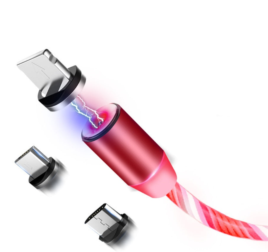Câble Magnétique LED Fluide – Compatible iPhone, Android & Type-C
