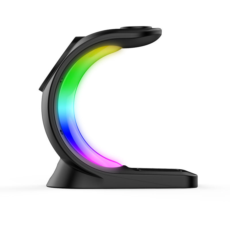 🔌 Chargeur Sans Fil Magnétique 4 en 1 – Station de Charge Rapide avec Lumière d’Ambiance RGB