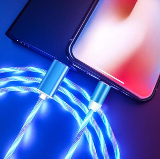 Câble Magnétique LED Fluide – Compatible iPhone, Android & Type-C
