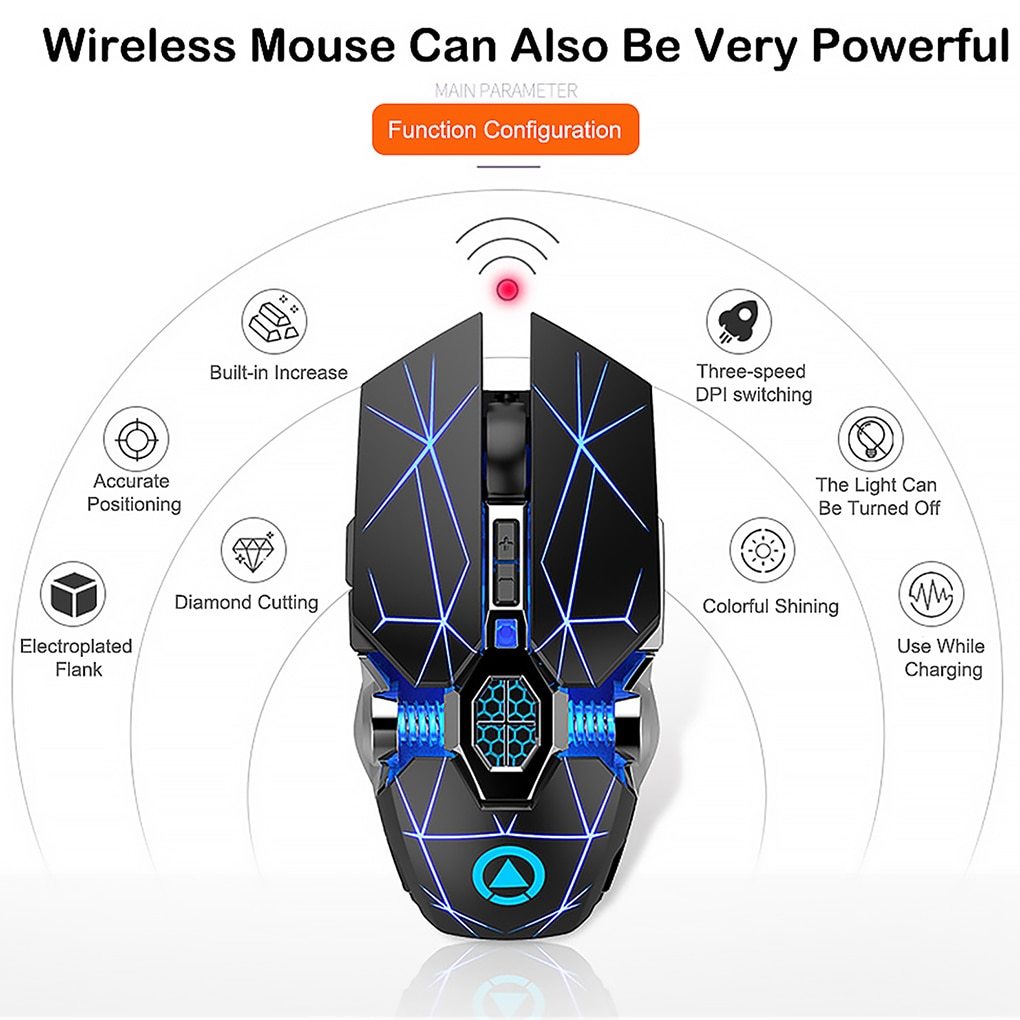 Souris Gamer Sans Fil Silver Eagle A7 – Clics Silencieux + Recharge USB + Effets LED