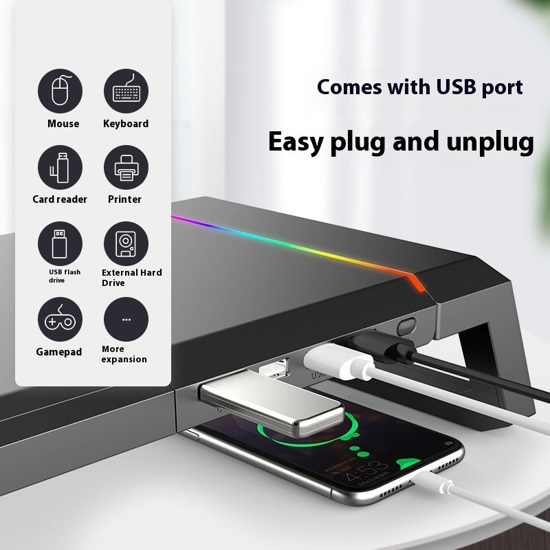 Support Élévateur pour Ordinateur Portable avec Tiroirs, Charge USB & Porte-Téléphone – Bureau Ergonomique