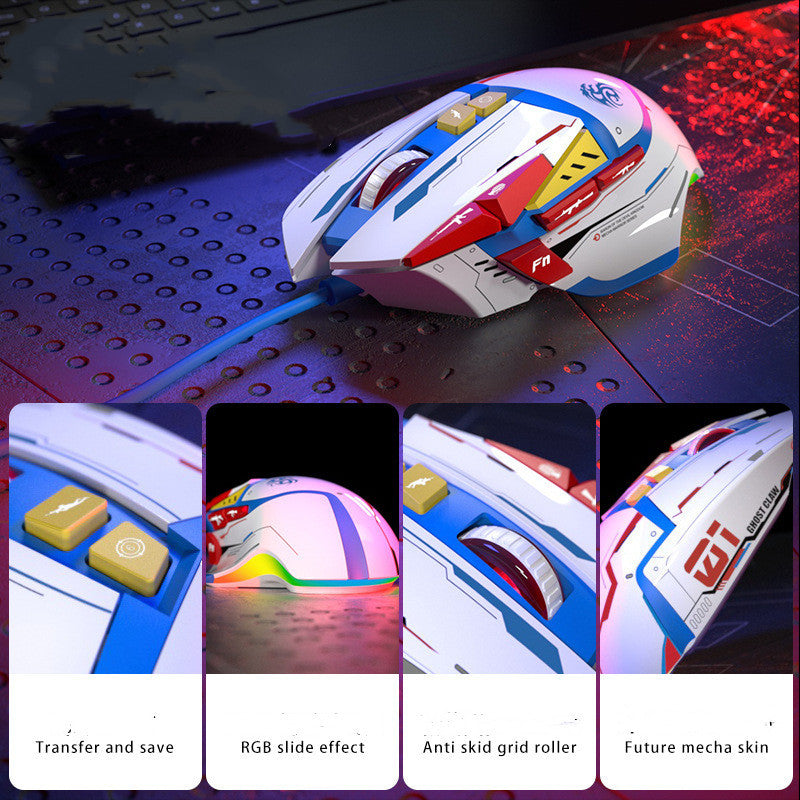 Souris Gaming Filaire Mecha RGB – Haute Précision, Prise Ergonomique, Design Futuriste