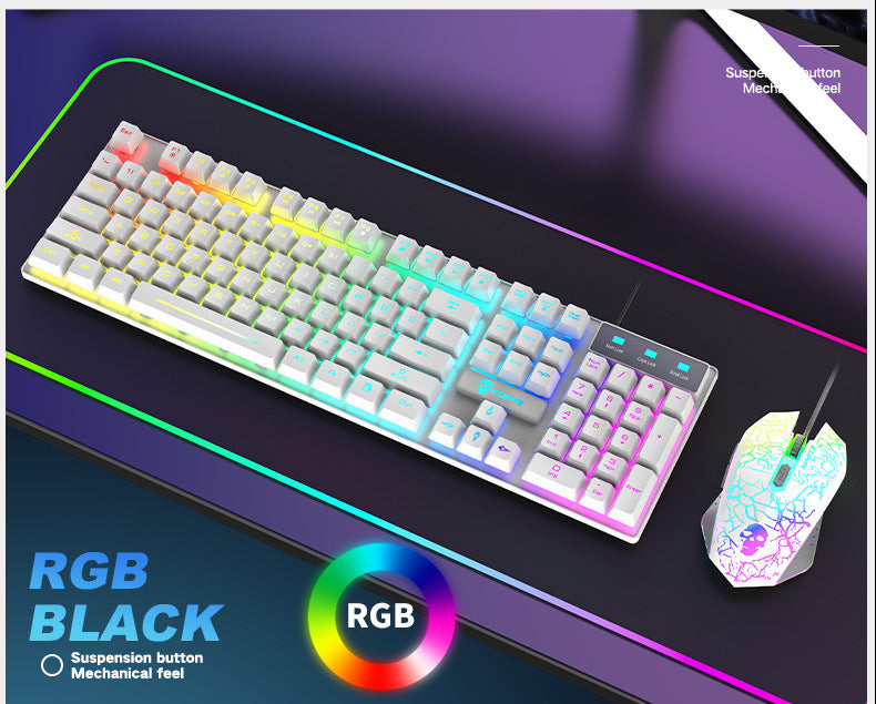 Pack Gamer Kuiying T6 – Clavier & Souris RGB Lumineux | Design Blanc Futuriste