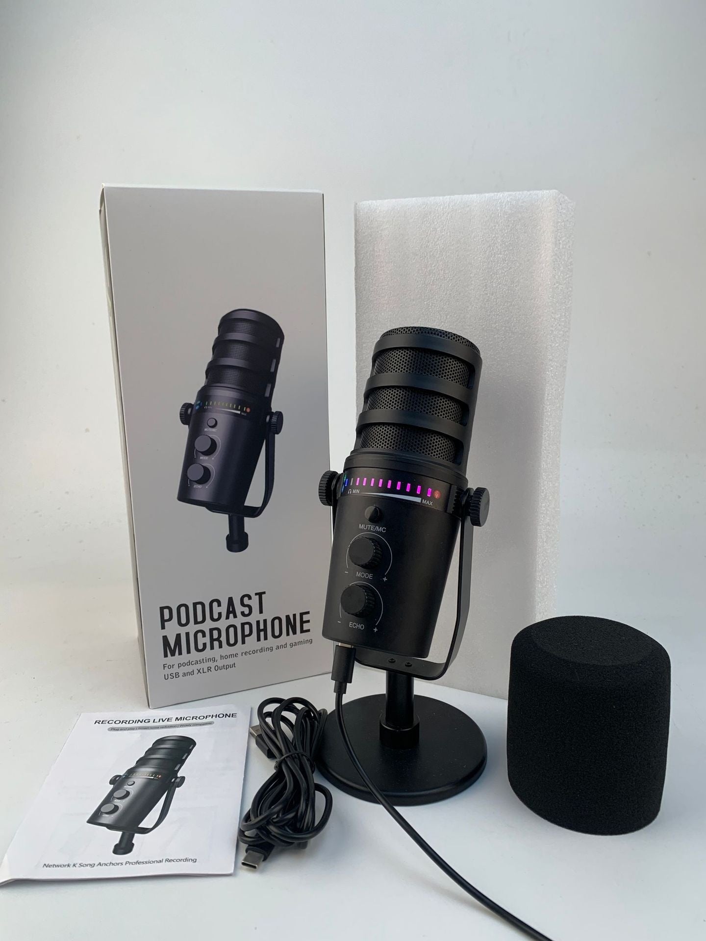 Microphone Gamer RGB USB – Streaming, Podcasts, Discord, Conférences (avec Filtre Anti-Pop)