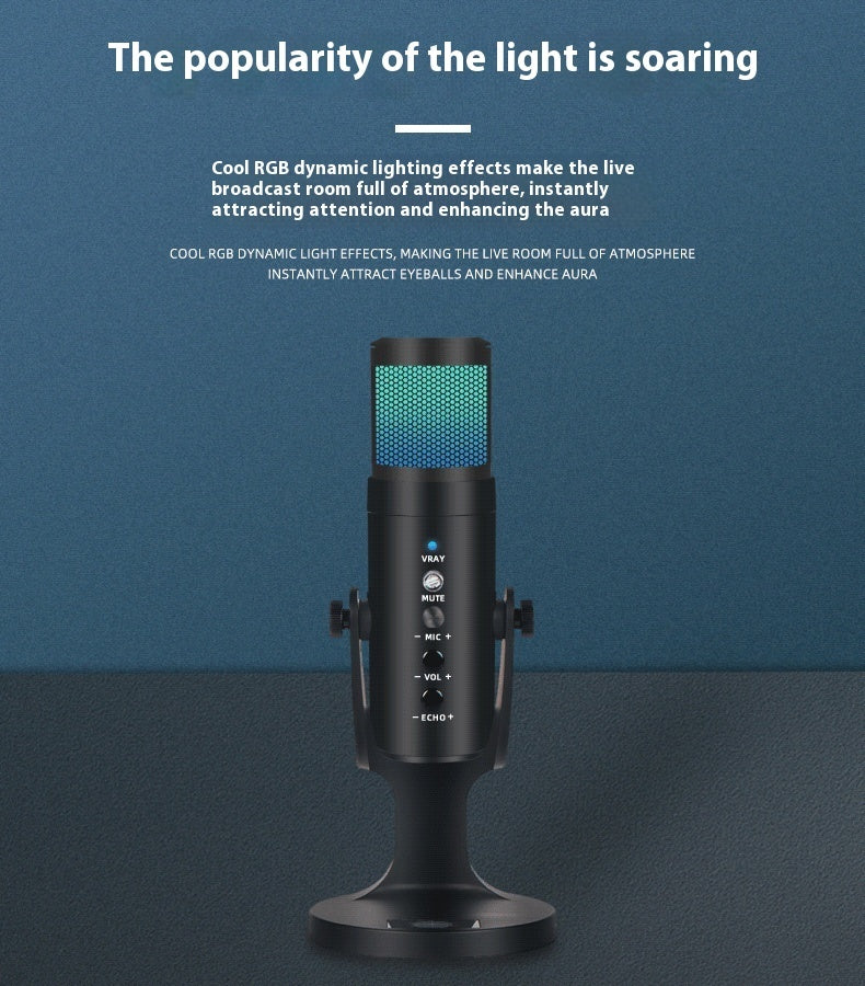 Microphone USB à Condensateur avec Lumière RGB – Streaming, Gaming & Podcasts