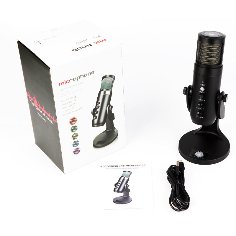Microphone USB à Condensateur avec Lumière RGB – Streaming, Gaming & Podcasts