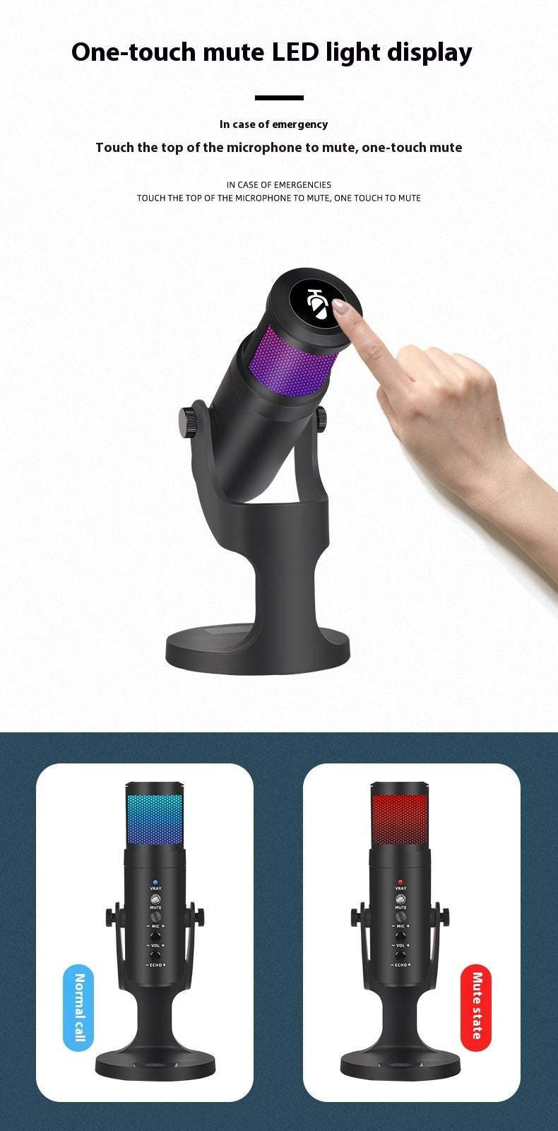 Microphone USB à Condensateur avec Lumière RGB – Streaming, Gaming & Podcasts