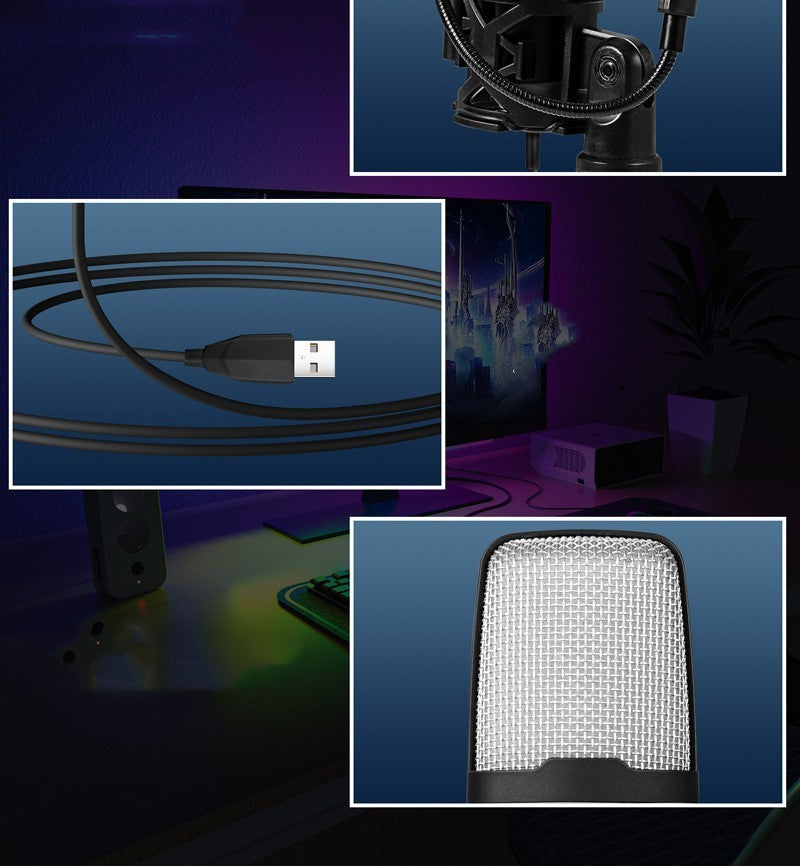 Microphone Gamer RGB USB – Streaming, Podcasts, Discord, Conférences (avec Filtre Anti-Pop