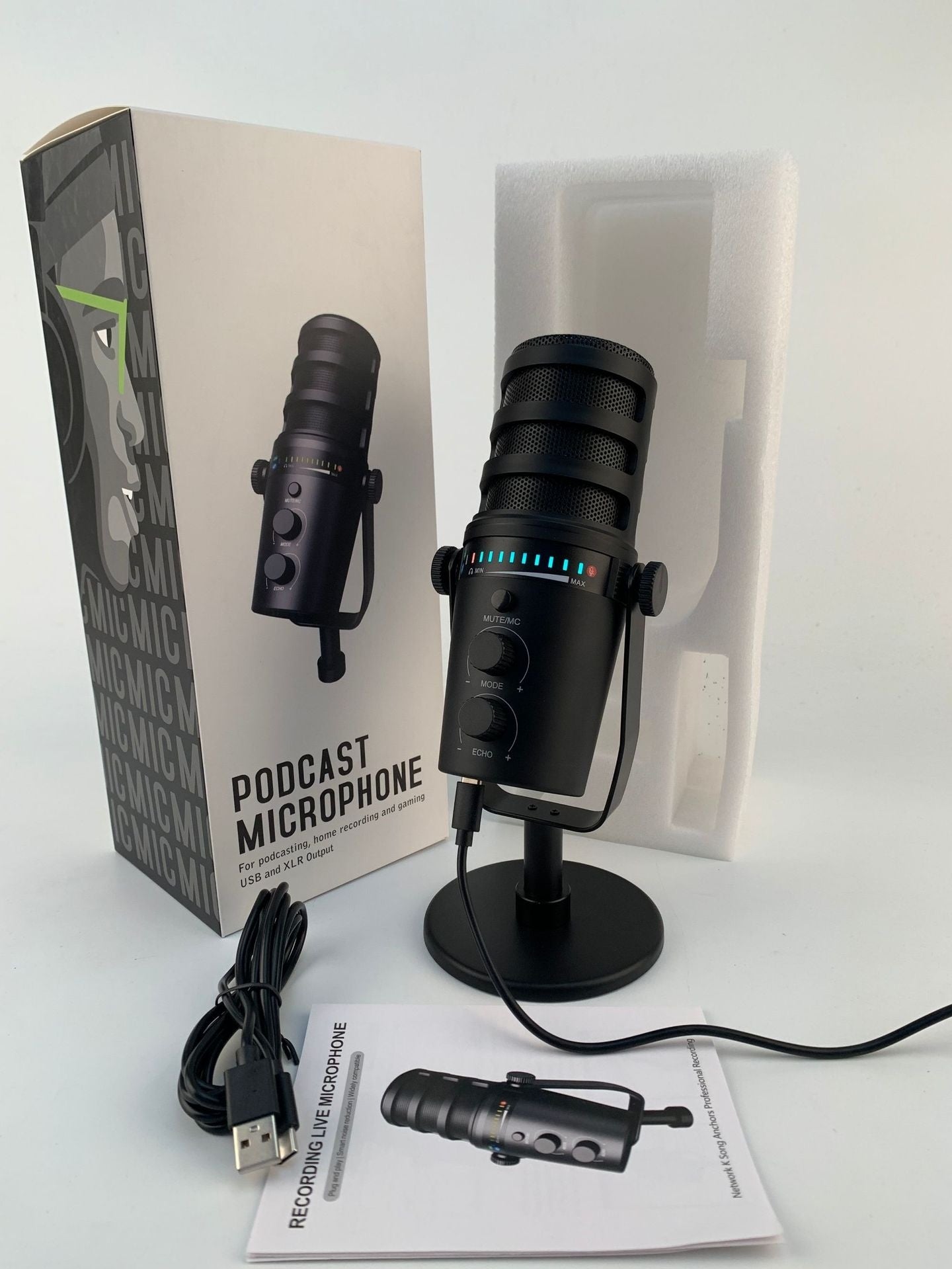 Microphone Gamer RGB USB – Streaming, Podcasts, Discord, Conférences (avec Filtre Anti-Pop)