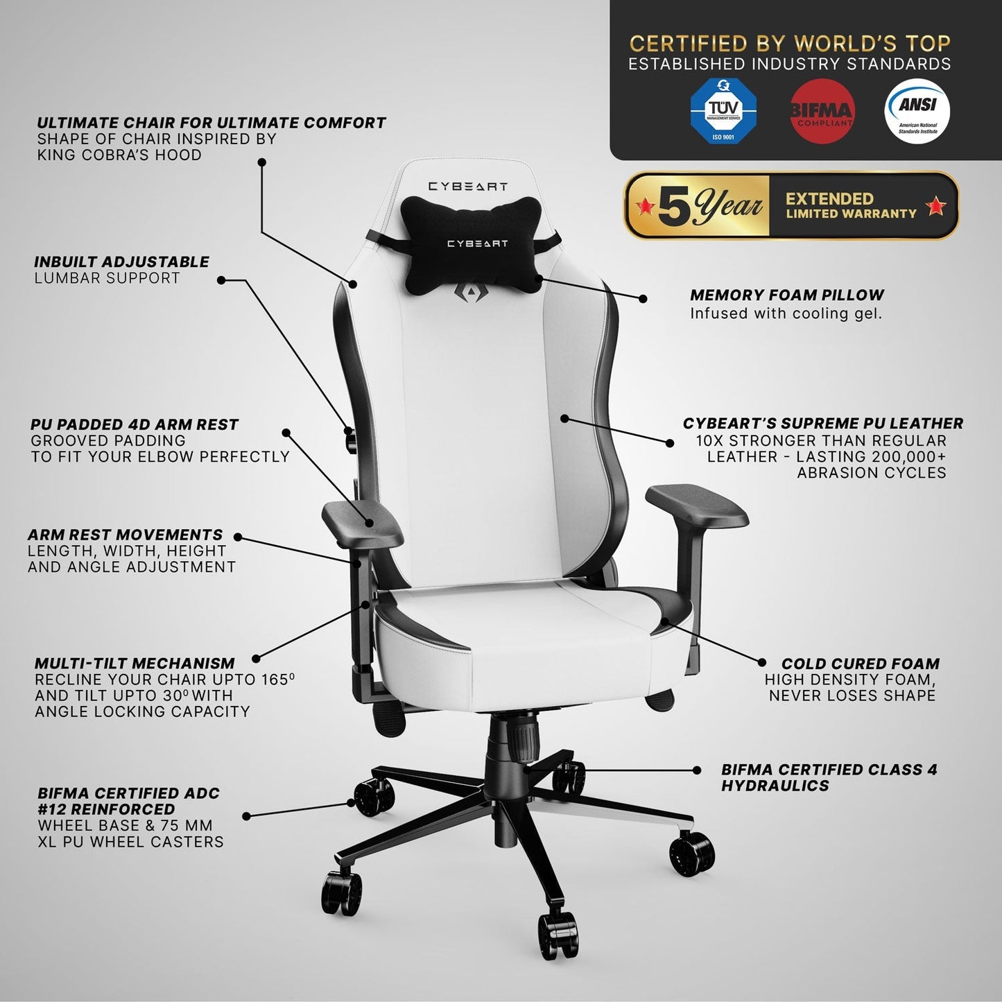 Apex Series - Arctic White Gaming Chair