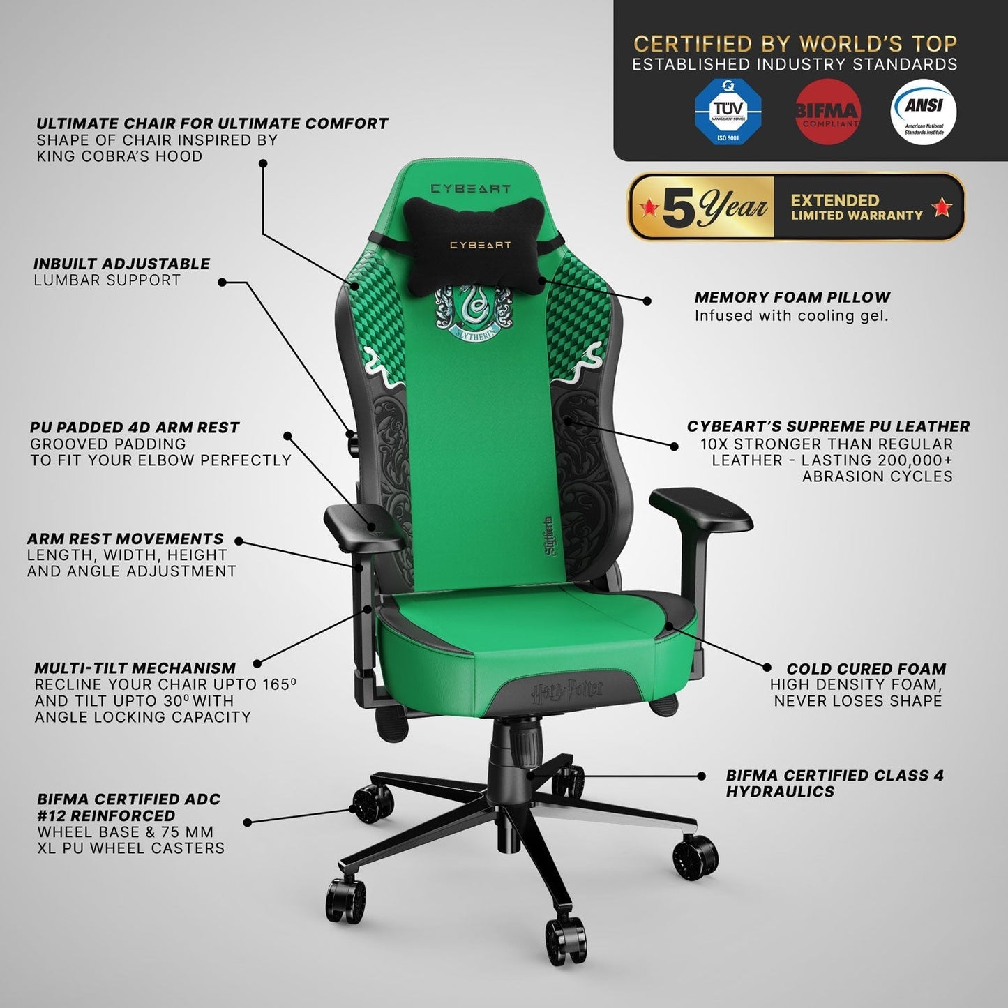 Slytherin Gaming Chair – Official CYBEART™ Edition