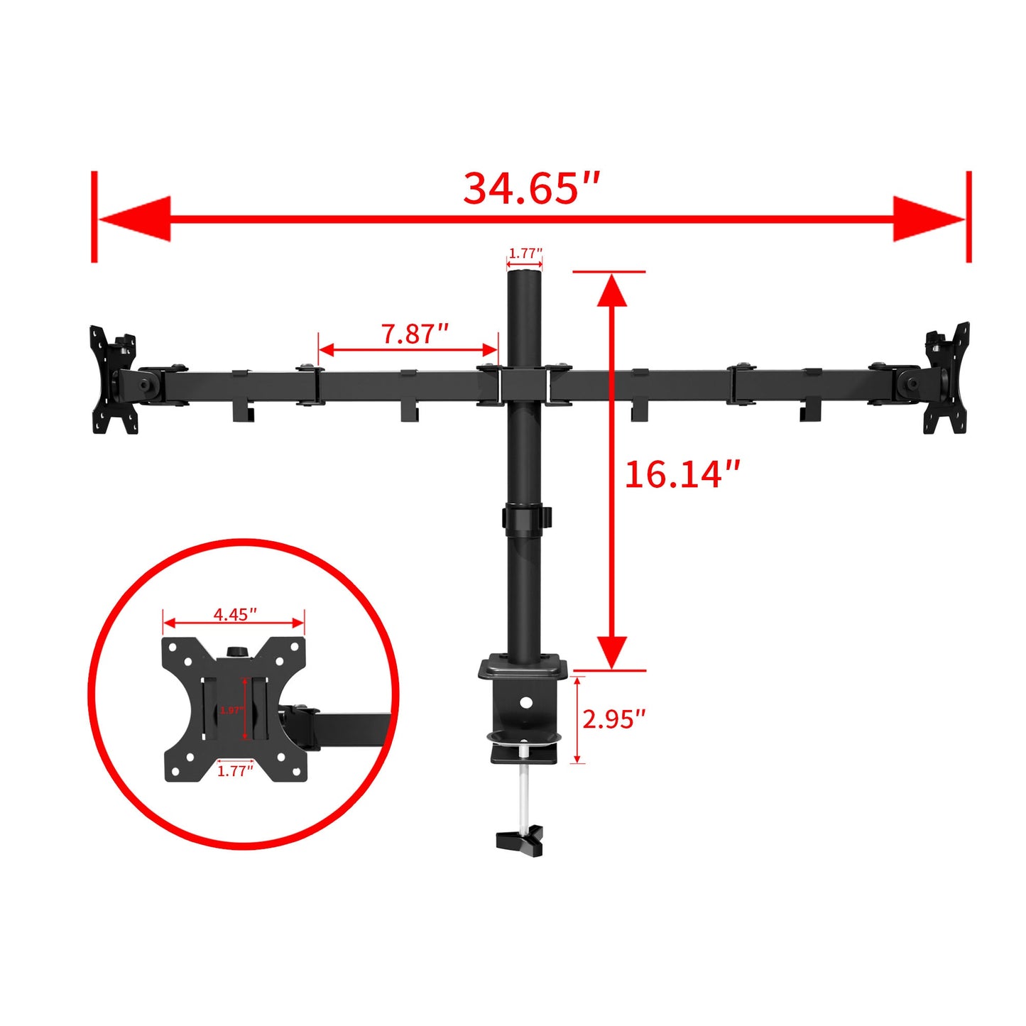 Support Double Écran Réglable – Fixation Bureau, Rotation 360°, Optimisation de l’Espace