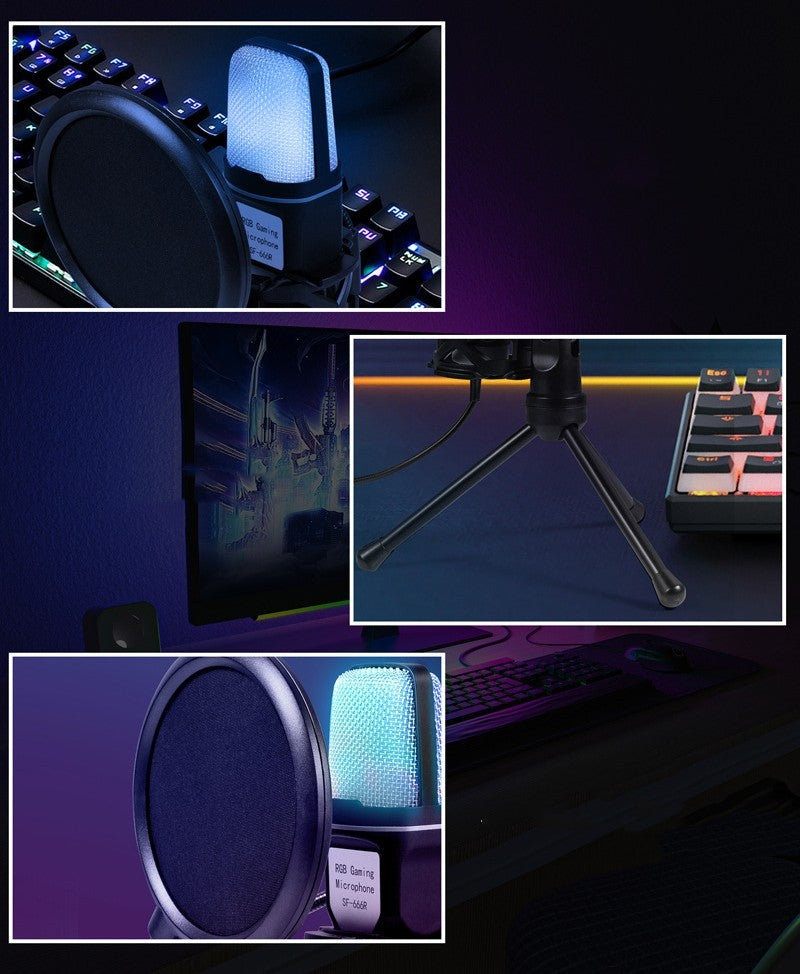 Microphone Gamer RGB USB – Streaming, Podcasts, Discord, Conférences (avec Filtre Anti-Pop