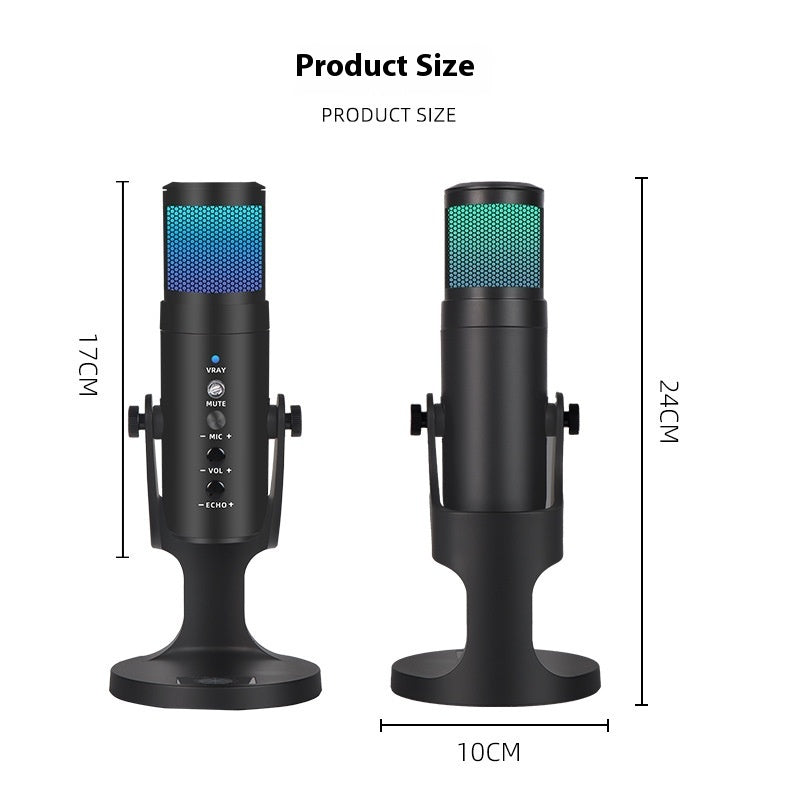 Microphone USB à Condensateur avec Lumière RGB – Streaming, Gaming & Podcasts