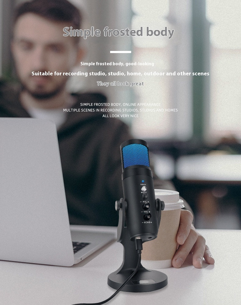 Microphone USB à Condensateur avec Lumière RGB – Streaming, Gaming & Podcasts