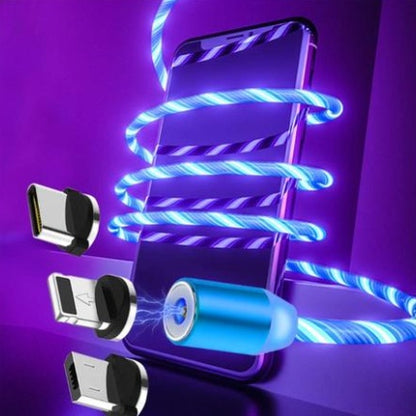 Câble Magnétique LED Fluide – Compatible iPhone, Android & Type-C
