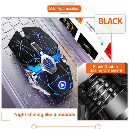 Souris Gamer Sans Fil Silver Eagle A7 – Clics Silencieux + Recharge USB + Effets LED