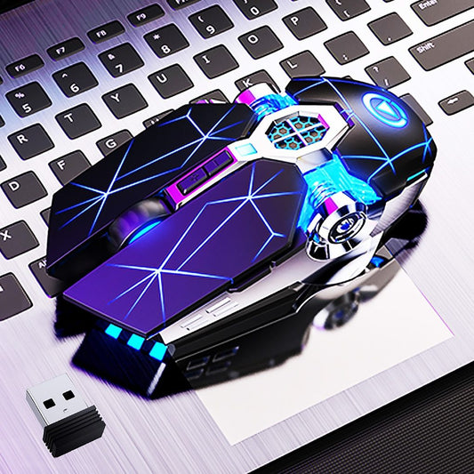 Souris Gamer Sans Fil Silver Eagle A7 – Clics Silencieux + Recharge USB + Effets LED