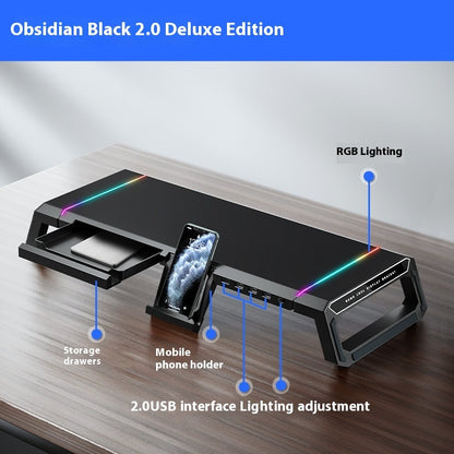 Support Élévateur pour Ordinateur Portable avec Tiroirs, Charge USB & Porte-Téléphone – Bureau Ergonomique