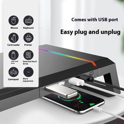 Support Élévateur pour Ordinateur Portable avec Tiroirs, Charge USB & Porte-Téléphone – Bureau Ergonomique