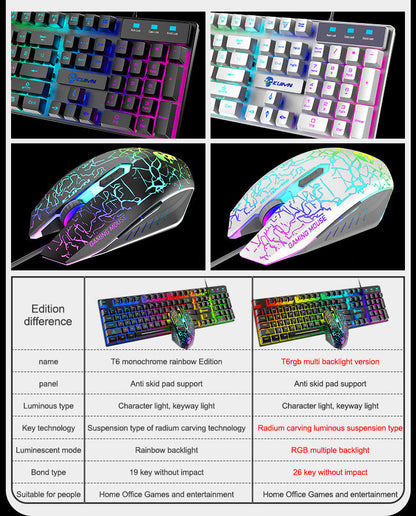 Pack Gamer Kuiying T6 – Clavier & Souris RGB Lumineux | Design Blanc Futuriste