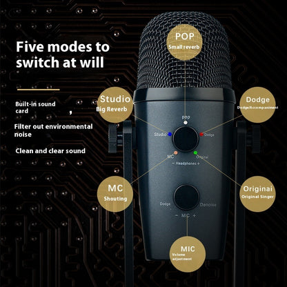 Microphone USB + Bluetooth Studio – Chant, Podcast, Enregistrement & Streaming