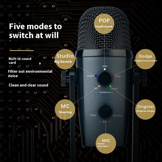 Microphone USB + Bluetooth Studio – Chant, Podcast, Enregistrement & Streaming
