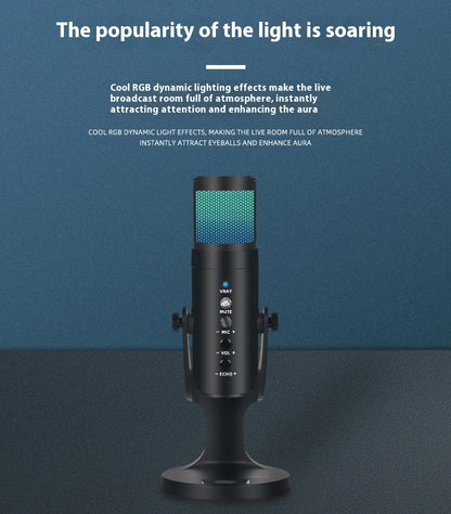 Microphone USB à Condensateur avec Lumière RGB – Streaming, Gaming & Podcasts