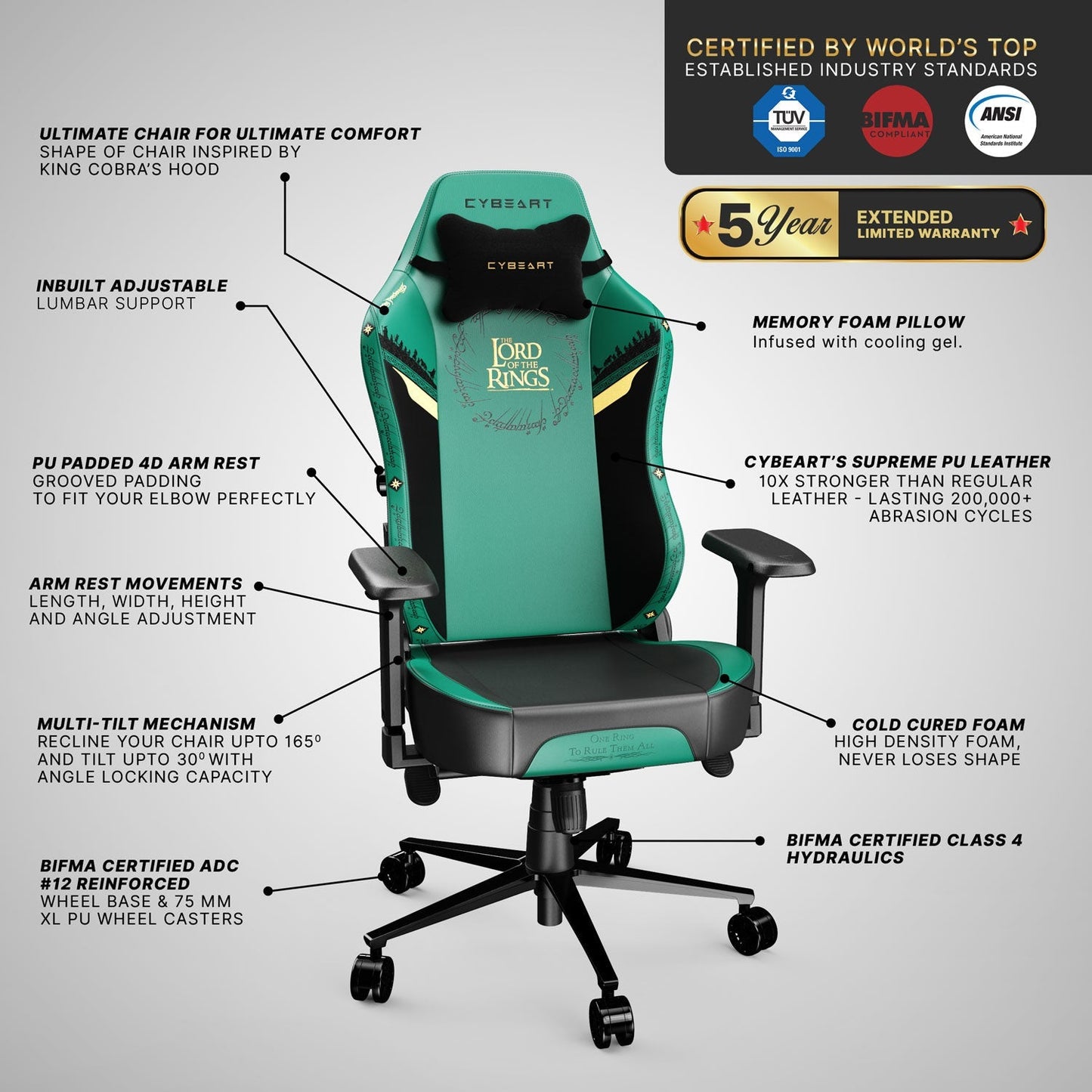 Chaise Gaming Lord of The Rings – Édition Limitée CYBEART™
