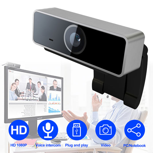 FHD 1080p USB Webcam – Auto-Focus with HD Microphone &amp; Rotating Clip (60°) | Streaming, Live &amp; Teleconferencing