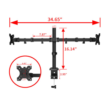 Support Double Écran Réglable – Fixation Bureau, Rotation 360°, Optimisation de l’Espace