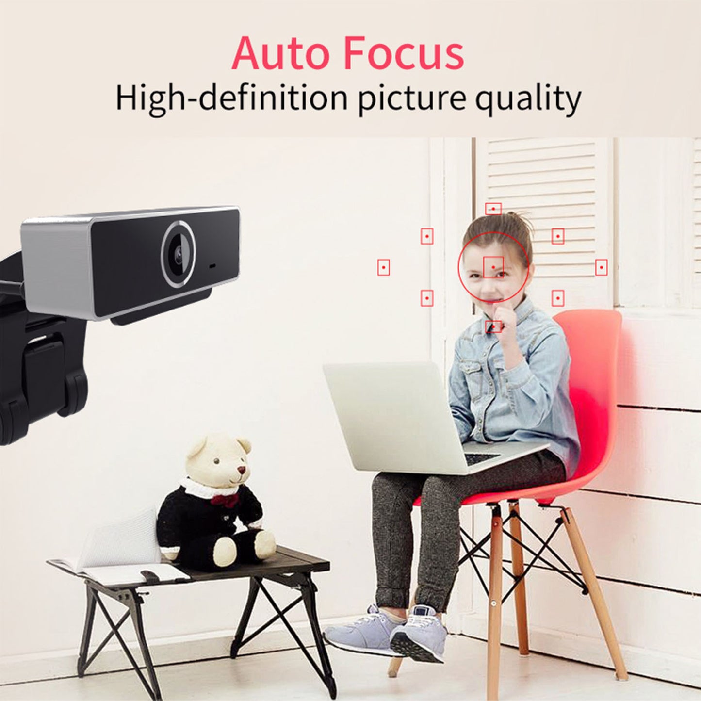 FHD 1080p USB Webcam – Auto-Focus with HD Microphone &amp; Rotating Clip (60°) | Streaming, Live &amp; Teleconferencing